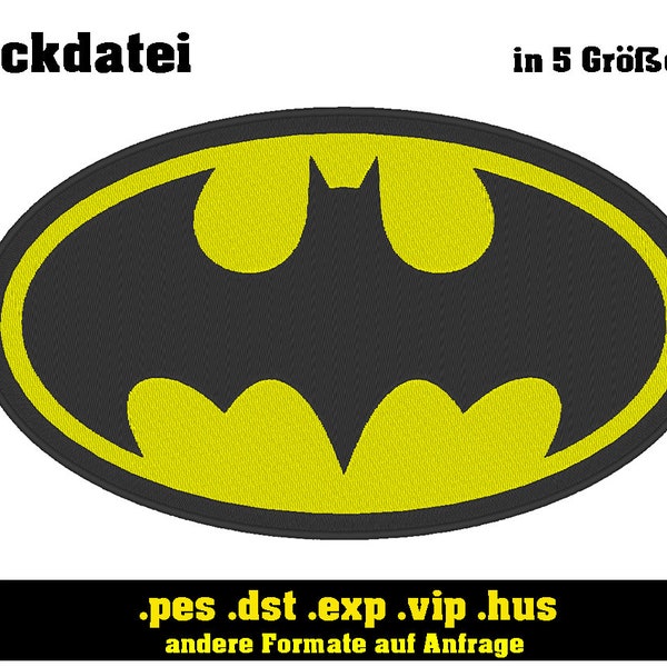 Batman Feldermaus Logo Stickdatei / Digitaler Download für Stickmaschinen