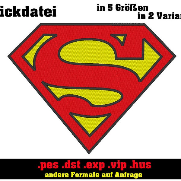 Superman Logo Stickdatei / Digitaler Download für Stickmaschinen