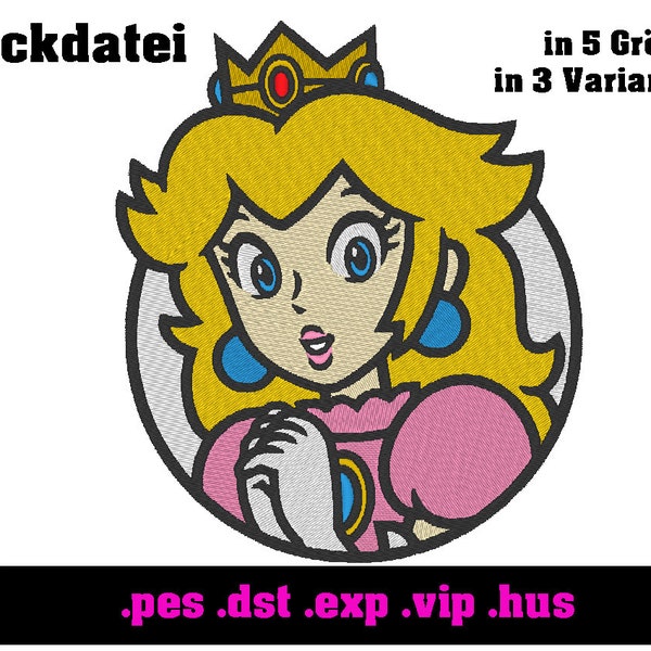 Princess Peach Super Mario Embroidery Design / Digital Download for Embroidery Machine