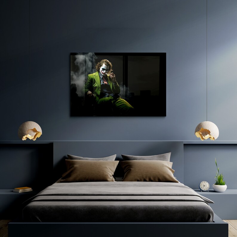 Joker Glass Wall Art, Glass Wall Art Decor, Glass Wall Art Gift, Gifts