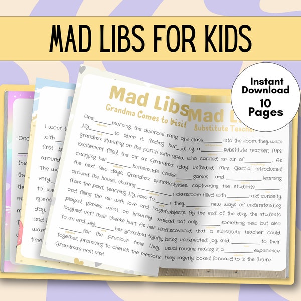 Printable Mad Libs For Kids Game | Printable Kids Games | Educational Kids Games | Instant Download | PDF