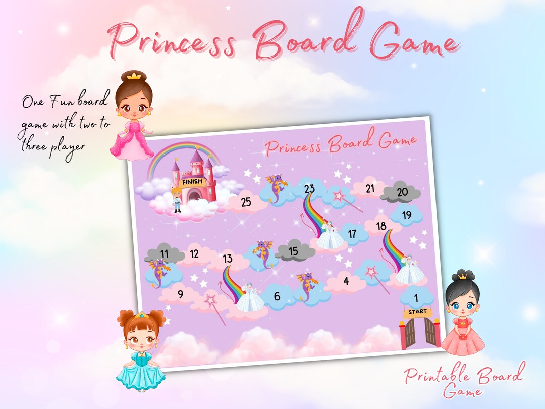 Printable Princess Board Game Printable Kids Board Game - Etsy