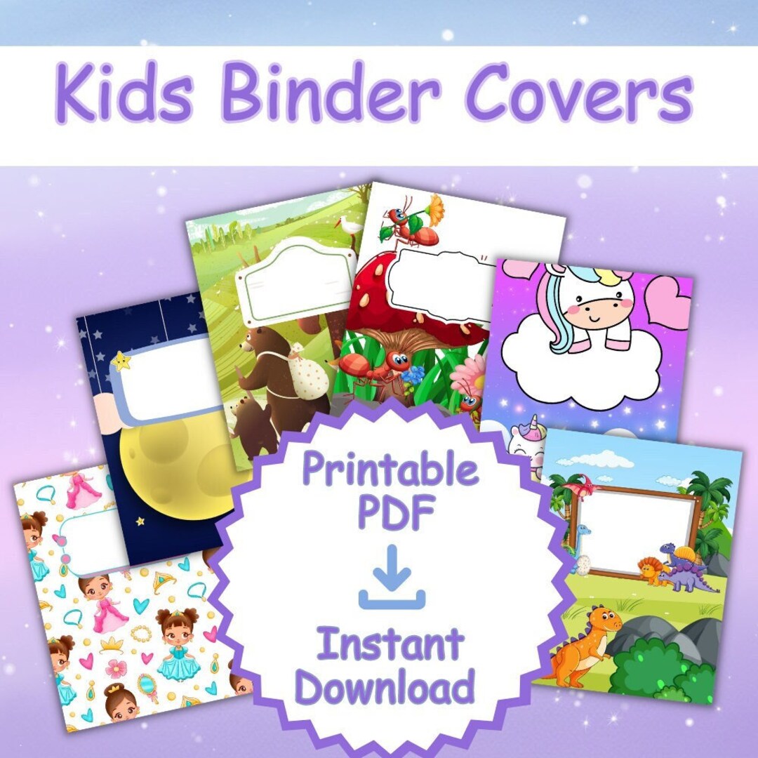 Printable Kids Binder Covers Kids Binder Covers Printable - Etsy