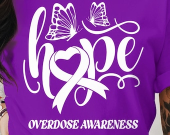 Overdose Awareness Svg Png, , Cricut Sublimation Design, Svg stampabile Png, Maglietta per la consapevolezza del sovradosaggio, Giornata per la consapevolezza del sovradosaggio