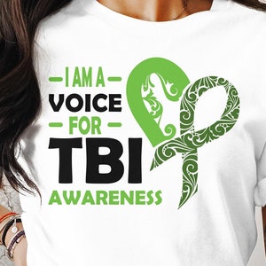 Brain Injury Awareness Svg Png, I Am A Voice For TBI Awareness, Cricut Sublimation Design, Brain Injury, Traumatic Brain Injury, TBI Shirt
