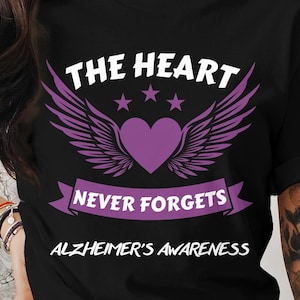 Alzheimer&#39;s Awareness Svg Png, The Heart Never Forgets, Alzheimers Shirt Design, Cricut Sublimation Design Svg Png, Alzheimer&#39;s Support Svg