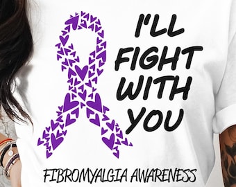 Fibromyalgimedvetenhetssvg png, jag kommer att kämpa med dig, Cricut sublimeringsdesign, utskrivbar svg png, fibromyalgimedvetenhetströja svg png