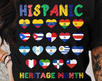 Hispanic Heritage Month Png, Celebrate Hispanic Heritage Month, Cricut Sublimation Design, Hispanic Heritage Shirt Png, Hispanic Flags Png