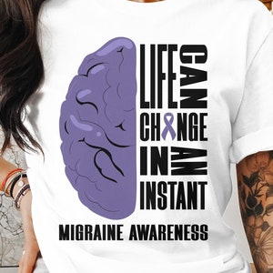 Migraine Awareness Svg Png, Life Can Change In An Instant, Cricut Sublimation Design, Migraine Shirt Svg, Migraine Svg, Migraine Tee Svg Png