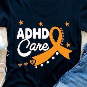 ADHD Awareness Svg Png, ADHD Care Svg, ADHD Warrior Shirt, Cricut Sublimation Design, Orange Ribbon, Brain With Flowers, My Brain Works Fast