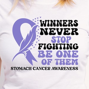 Stomach Cancer Awareness Svg Png, Winners Never Stop Fighting, Cricut Sublimation Design, Stomach Cancer Awareness Shirt, Periwinkle Ribbon