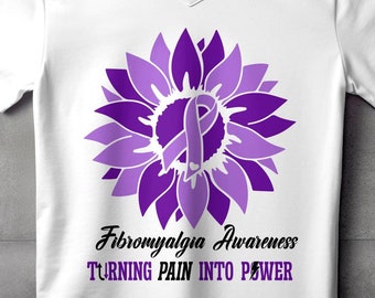 Fibromyalgia Awareness Svg Png, Turning Pain Into Power, Cricut Sublimation Design, Printable Svg Png, Fibromyalgia Awareness Shirt Svg Png