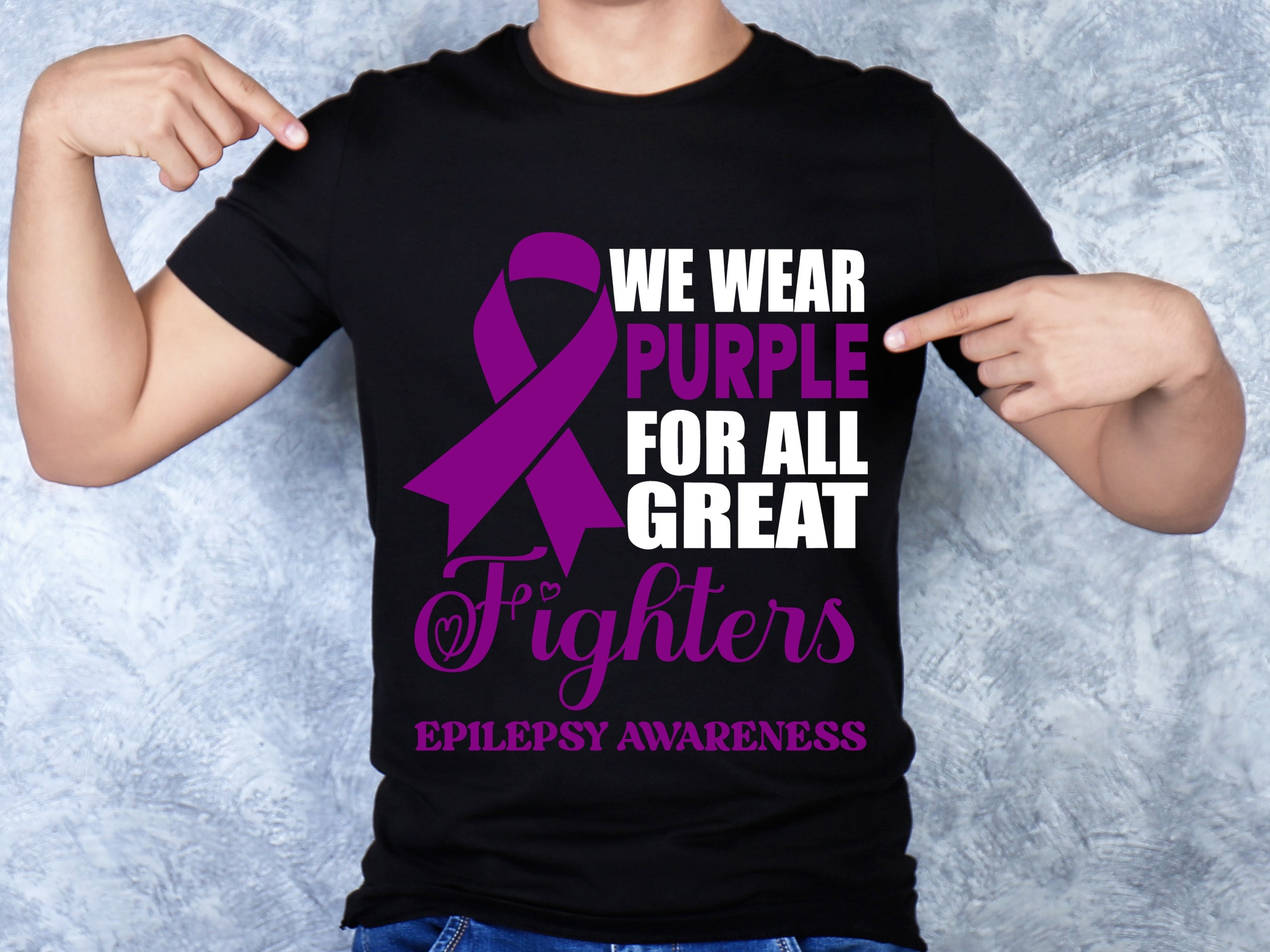 Epilepsy Awareness Svg Png, We Wear Purple for All Great Fighters, in ...
