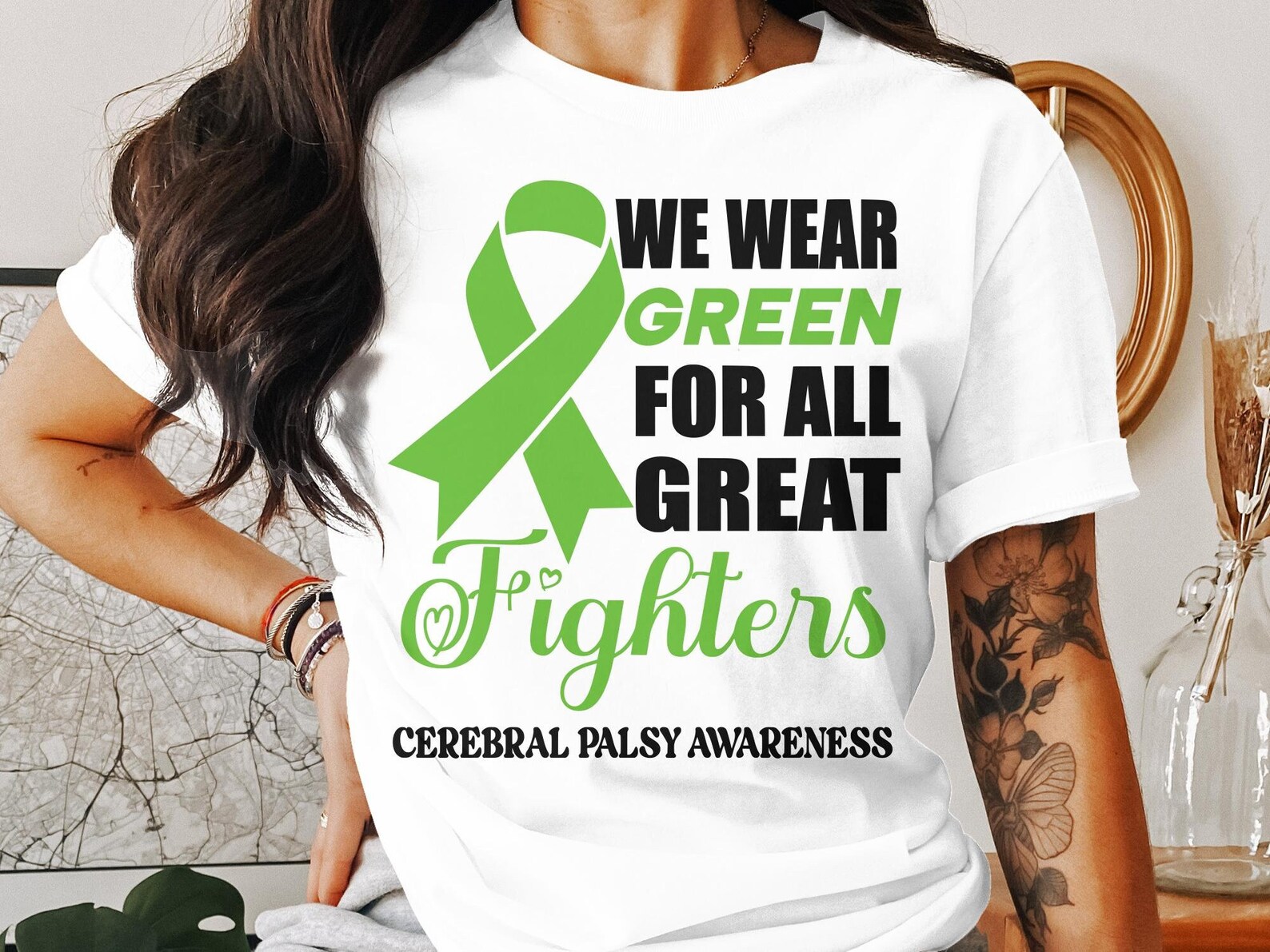 Cerebral Palsy Awareness Svg Png, We Wear Green for All Great Fighters ...