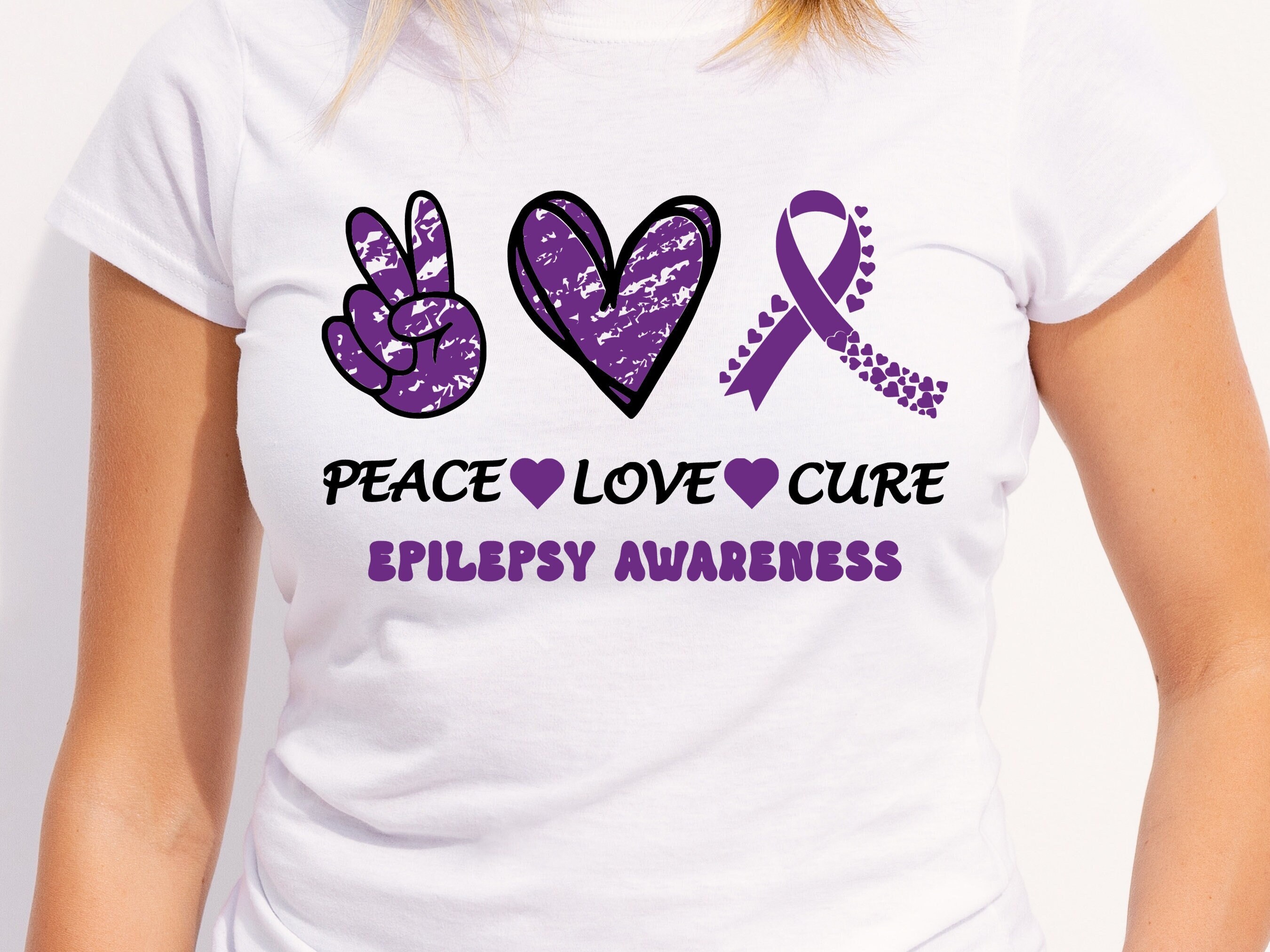 Peace Love Cure Epilepsy Awareness T-Shirt Peace Love Cure Epilepsy Awareness T-Shirt