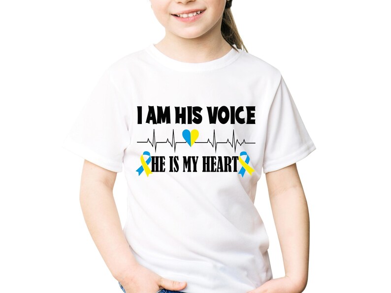 Down Syndrome Awareness Svg Png, I Am His Voice He is My Heart, Down ...