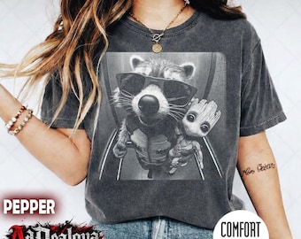 Koszulka Vintage Comfort Colors® Rocket Raccoon i Groot, zabawna koszulka Rocket Raccoon i Groot, prezent dla kobiet i mężczyzn, unisex