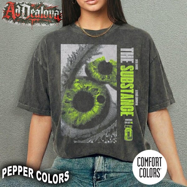 Maglietta Vintage Comfort Colors® The Substance, maglietta grafica per fan del film horror The Substance, regalo per donna e uomo, maglietta unisex