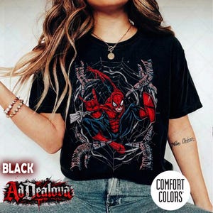 Koszulka komiksowa Vintage Comfort Colors® Spider-Man, koszulka dla fanów Marvel Avengers, prezent dla kobiet i mężczyzn, unisex zdjęcie 2