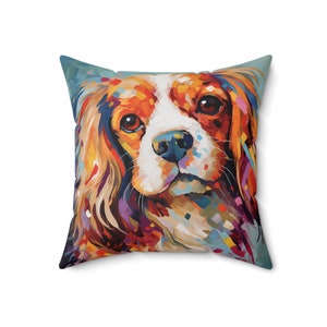 Cavalier King Charles Spaniel Spun Polyester Square Pillow 18x18ins