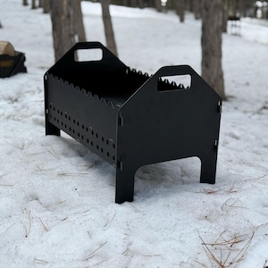 Parrilla de carbón modular de alta resistencia: compatible con pinchos y rejillas, portátil y duradera para cocinar al aire libre, barbacoas, camping y parrilladas en el patio.