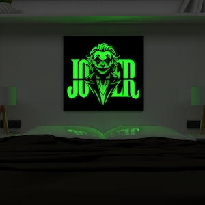 Joker Logo Metal Wall Art, Comic Book Villain Wall Decor With LED Option, Modern Black Steel Wall Sign, Unique Design For Bedroom or Studio