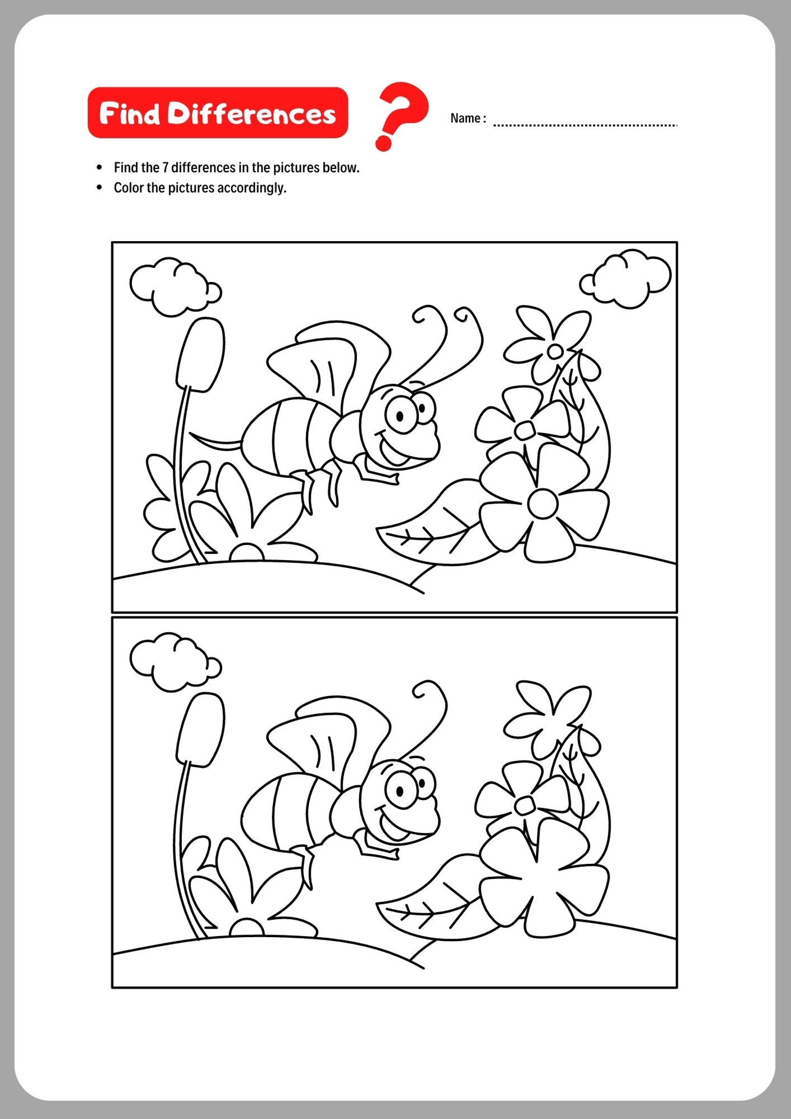 Find the Difference Coloring Worksheets for Kids, Coloring Worksheets ...
