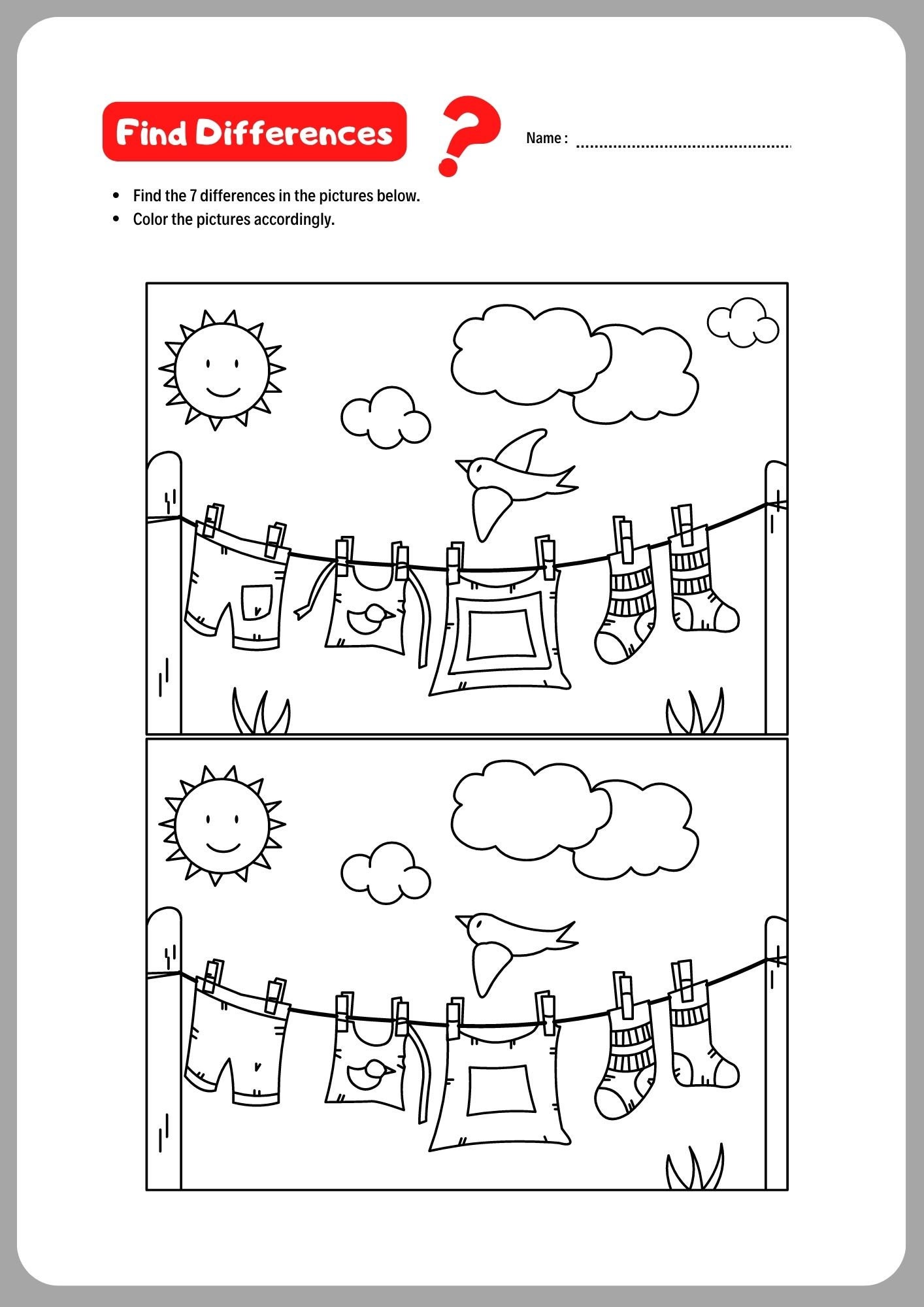 Find the Difference Coloring Worksheets for Kids, Coloring Worksheets ...