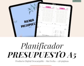 Agenda de presupuesto de SobreAhorro: Organizador de presupuesto en PDF - A5 - Descarga digital