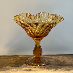 Vintage Fenton, Colonial Amber, Thumbprint, Comporte