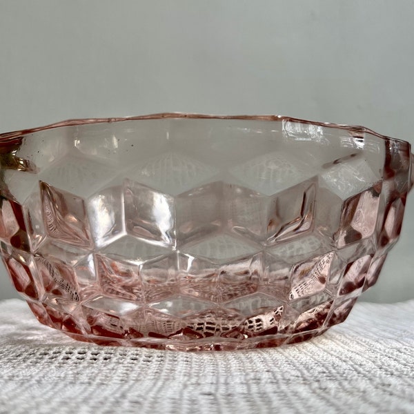 Beautiful, Jeanette Glass Co, Pink Depression Glass "Cube" Bowl, 6.5"