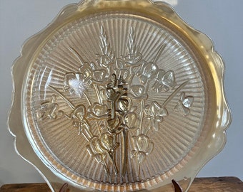 Assiette à sandwich irisée « Iris » en verre Jeanette vintage (11,75 po.)