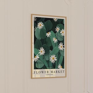 Bloemenmarktprint, Londen. Afdrukken op aquarelpapier.