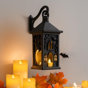 Gothic Halloween Lantern Wall Sconce: Spooky Indoor Lighting