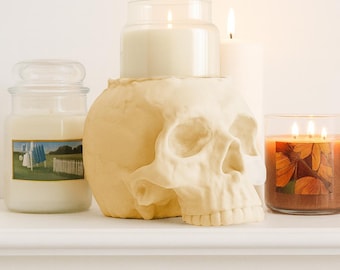 Porta-velas em formato de caveira: Decoração gótica de Halloween - Compatível com velas Yankee e Bath & Body Works
