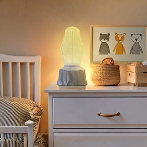 Owl Night lamp - Geometric Owl on Rock, Soft LED Glow, Perfect Nursery or Bedroom Decor