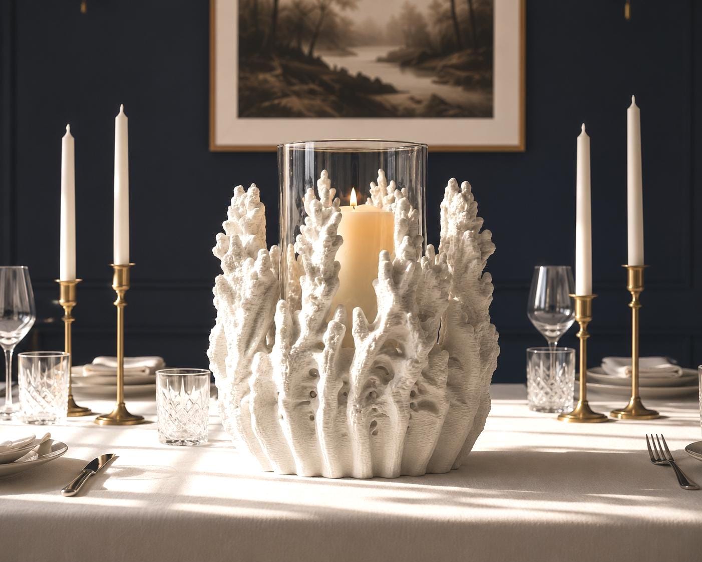 Coral Hurricane Candle Holder