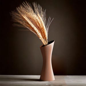 Rustic Brown 3D Printed Vase: Modern Dried Flower Decor
