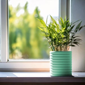 Vaso geométrico moderno com autoirrigação - Vaso de mesa verde-água de 4&quot; para ambientes internos