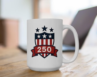 Tasse 250e anniversaire de l'Amérique : tasse à café patriotique bouclier des États-Unis