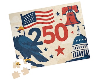 USA 250 Puzzle: Weißkopfseeadler, Flagge, Glocke mit Glocke