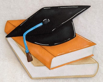 Fichier de découpe SVG/Paper Piecing, Livres avec chapeau de graduation pour machine de découpe : Silhouette et Cricut, Scancut, pour carton