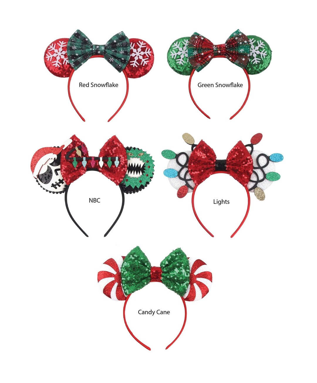 Christmas Disney Ears, Disney Candy Cane Ears, Christmas Mickey Ears