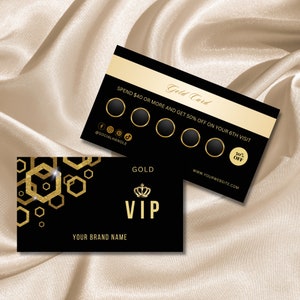 VIP-Loyalitätskarte, Kunden-VIP-Karte, Friseur, Rabattkarte, Spa, Geschäftsmitgliedschaft, Belohnungskarte, Schwarz und Gold, Beauty-Karte