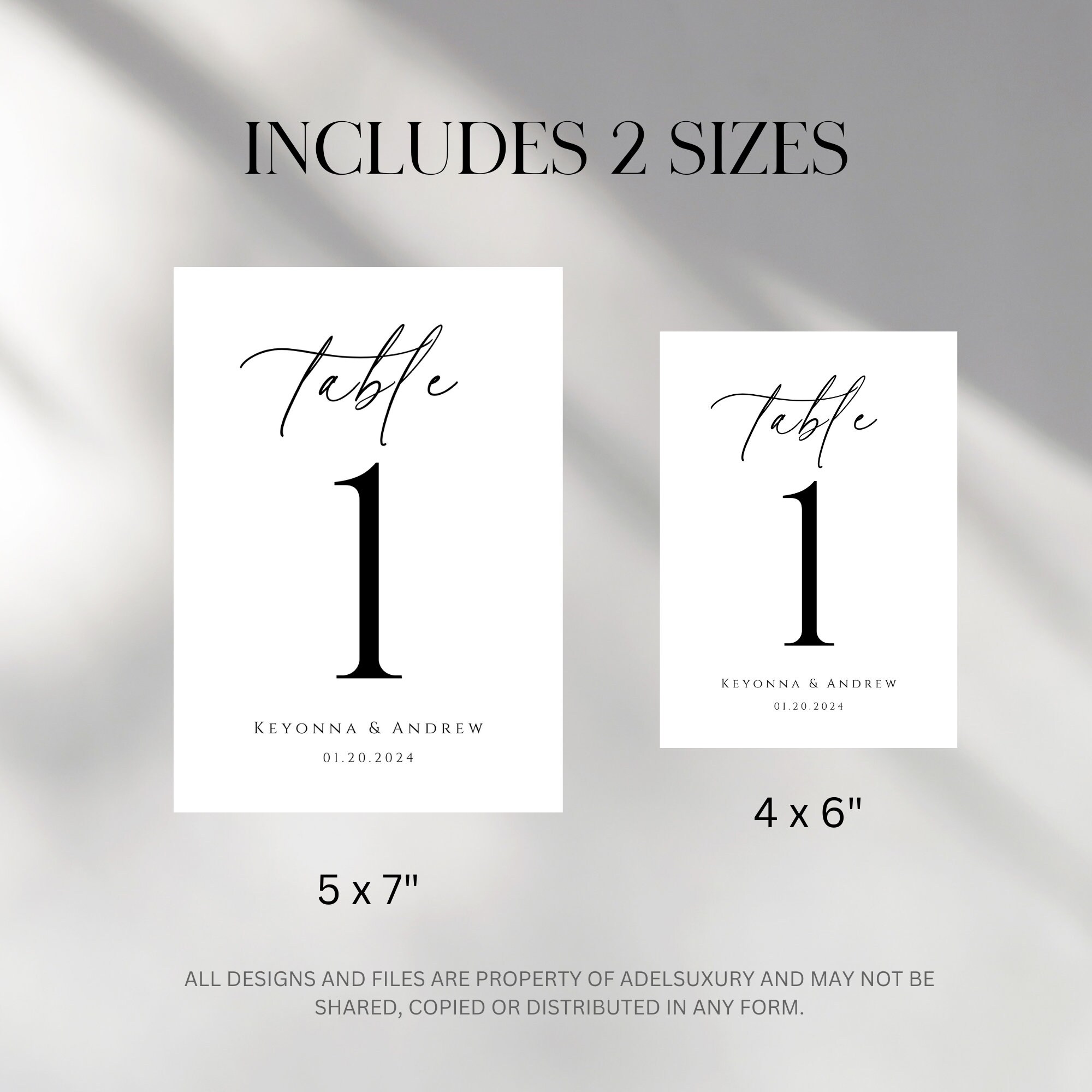 Wedding Table Numbers Template 4x6 & 5x7, Printable Wedding Table ...