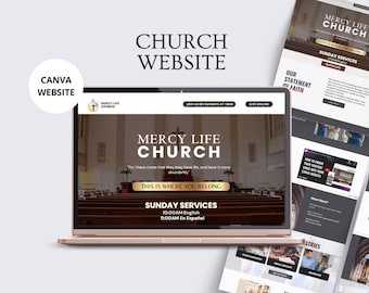 Church Website Template, Christian, Canva Design (Digital Download)