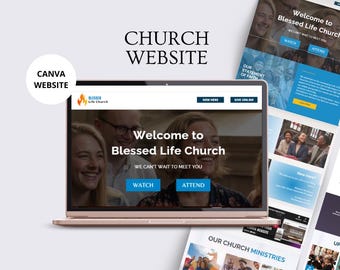 Christian Church Website Canva Template, Professional Design (Digital Download)