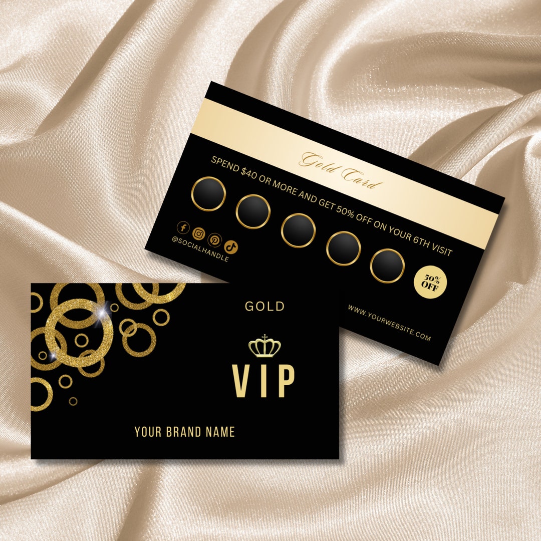 Black and Gold VIP Loyalty Card Template, DIY Business Card (canva) - Etsy