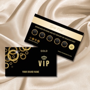 Cartão de fidelidade VIP, cartão VIP do cliente, cabeleireiro, cartão de desconto, spa, associação empresarial, cartão de recompensas, preto e dourado, cartão de beleza