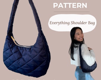 Patrón de costura en PDF para bolso de hombro / Bolso acolchado estilo globo / Totalmente forrado y con bolsillo interior / Descarga digital instantánea